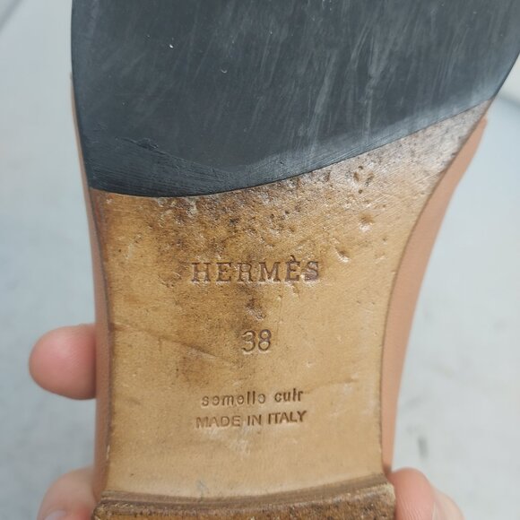 Hermes Rose Bubinga Blush Ancora Leather Loafer - Picture 5 of 12